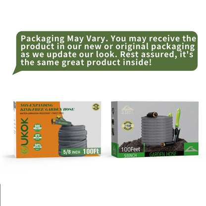 GUKOK 2025 Upgraded 50FT Non-Expanding Garden Hose, Ultra-Light & Flexible Water Hose - Burst-Resistant, Kink-Free, High-Pressure, All-Weather Use for Lawns, Gardens, and Outdoor Cleaning