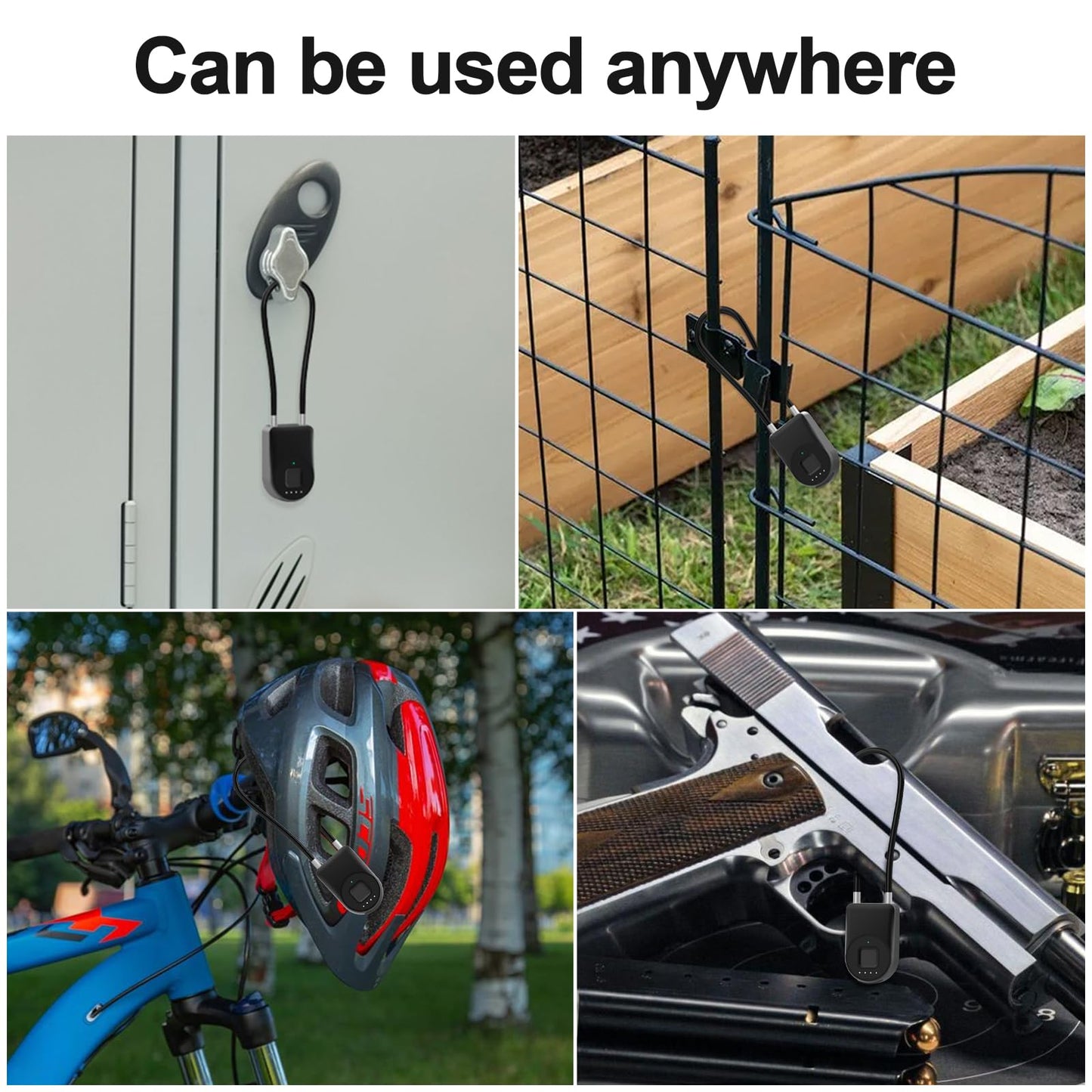 Dhiedas Fingerprint Cable Lock, 3.6'' Long Shackle Fingerprint Lock with Bluetooth APP, Smart Keyless Biometric Waterproof Outdoor Smart Padlock for Gate Fence Locker Cabinet Gym Backyard