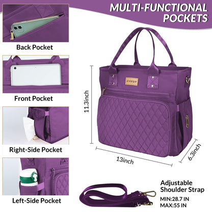 Large Women Lunch tote Bags for Work Insulated/Insulated Adult Lunch Box for Women/Nylon Thermal cooler Bag Leakproof Cooler Tote Bag with Storage Pocket (lumina purple)