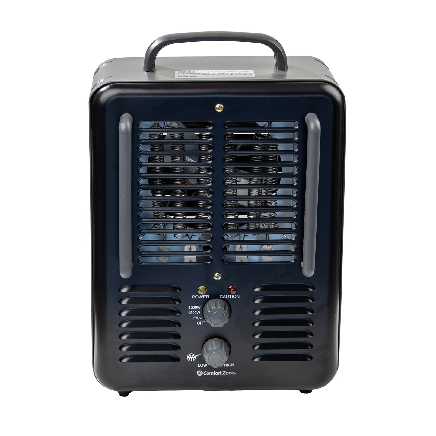 Comfort Zone Electric Portable Milkhouse Style Utility Space Heater with Adjustable Thermostat, Overheat Protection, and Safety Tip-Over Switch, Ideal for Garage or Greenhouse, 1,500W, CZ798BK