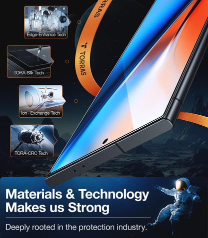 TORRAS Top-Notch Aerospace Glass for Samsung Galaxy S24 Ultra Screen Protector [12Ft Military-Grade Shatterproof] Anti-Scratch Tempered Glass Full Coverage Fit Screen Protector S24 Ultra 6.8" 2-Pack