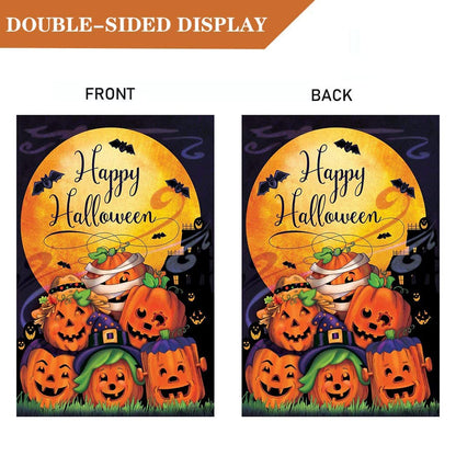 Dtzzou Happy Halloween Pumpkin House Flag 28" x 40" Outdoor & Indoor Decorative Double Sided Flag for Halloween Decoration
