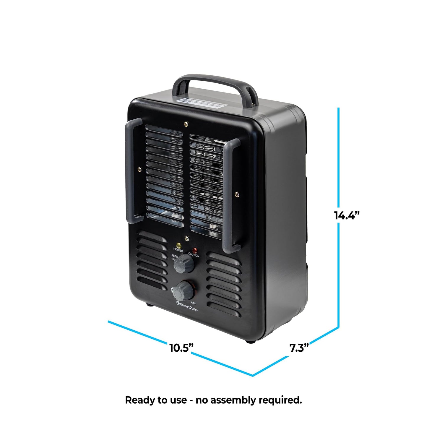 Comfort Zone Electric Portable Milkhouse Style Utility Space Heater with Adjustable Thermostat, Overheat Protection, and Safety Tip-Over Switch, Ideal for Garage or Greenhouse, 1,500W, CZ798BK