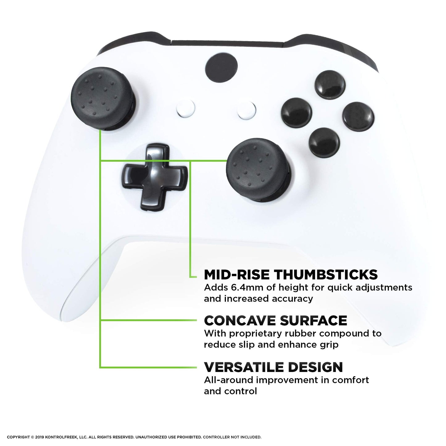 KontrolFreek FPS Freek CQC for Xbox One Controller | Performance Thumbsticks | 2 Mid-Rise Concave | Black