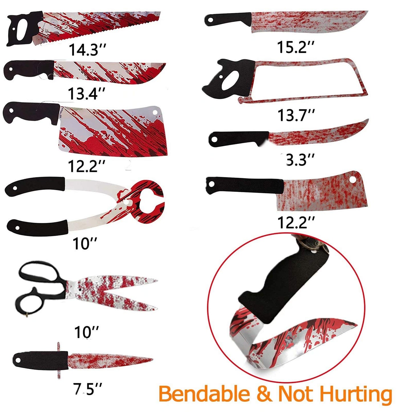32PCS Bloody Garland Banner Props - Halloween Decorations & Zombie Vampire Party Supplies for Haunted House, Bar, Office, Home, Indoor/Outdoor Yard Decor & Weapons