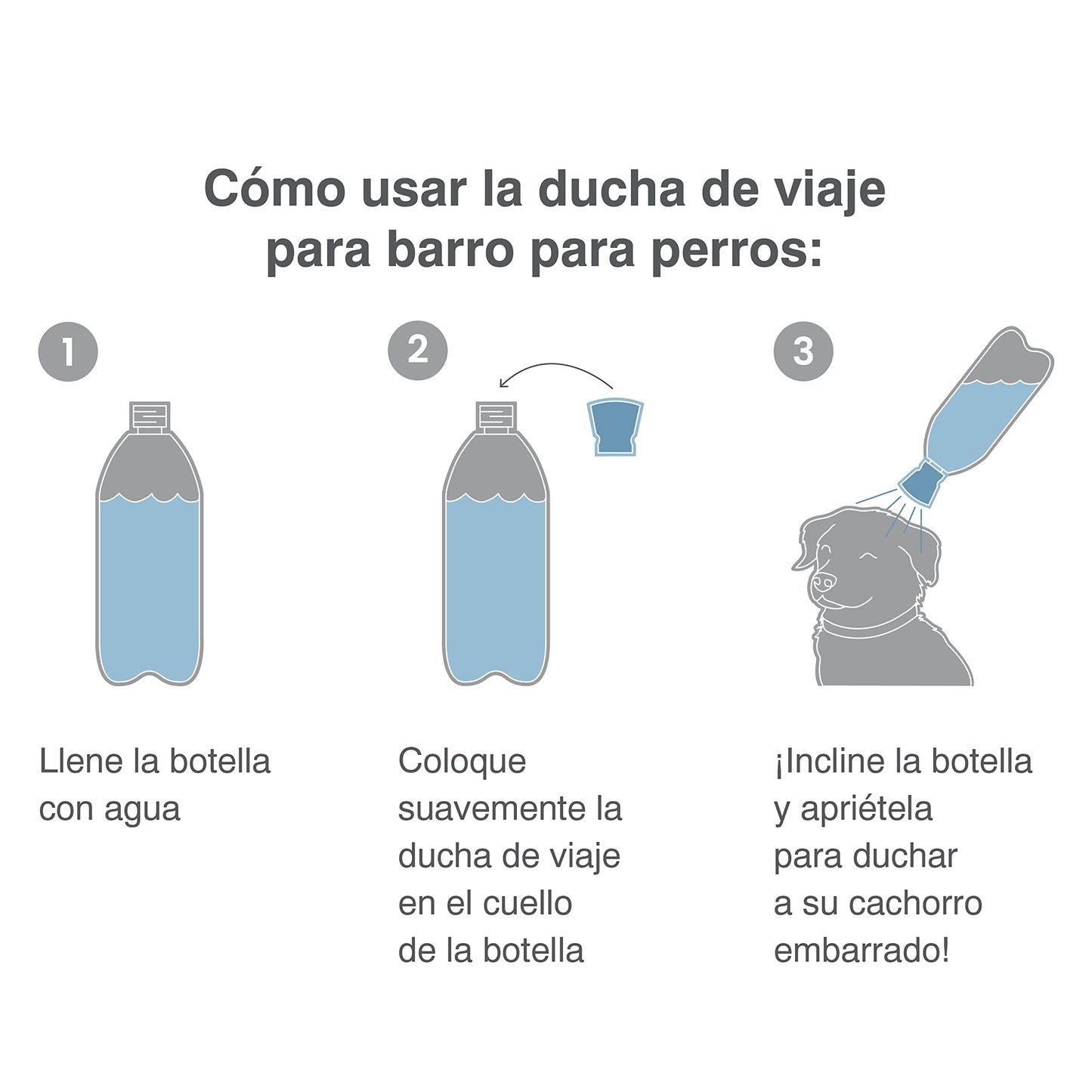 Kurgo Portable Outdoor Shower for Dogs | Dog Grooming Tool | Pet Bathing Gear | Dog Travel Accessories | Hiking, Beach, or Camping Supplies for Pets | Works with 2 Liter Soda Bottle | Mud Dog Shower