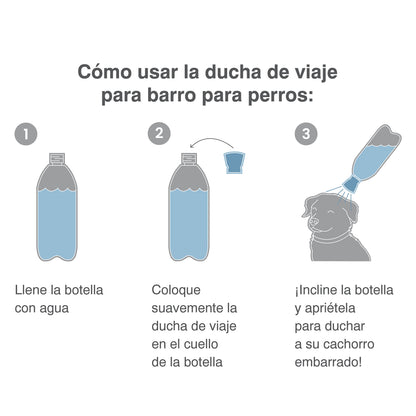 Kurgo Portable Outdoor Shower for Dogs | Dog Grooming Tool | Pet Bathing Gear | Dog Travel Accessories | Hiking, Beach, or Camping Supplies for Pets | Works with 2 Liter Soda Bottle | Mud Dog Shower