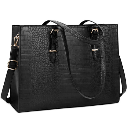 Laptop Bag for Women 15.6 inch Laptop Tote Bag Leather Classy Computer Briefcase for Work Waterproof Handbag Shoulder Bag Women Business Office Bag