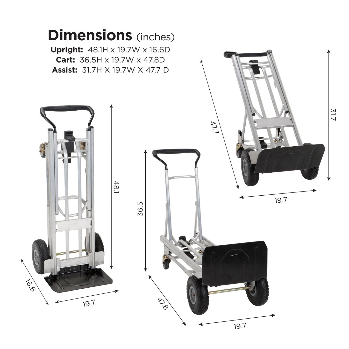COSCO 4-in-1 Folding Series Hand Truck with Flat-Free Wheels