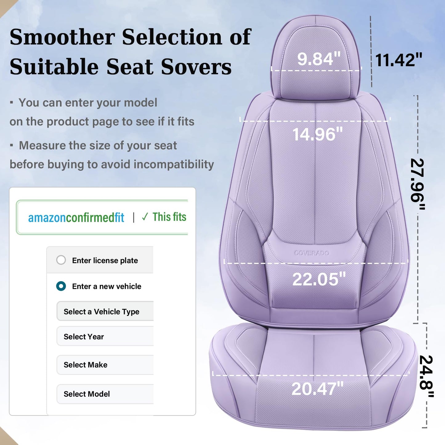 Coverado Car Seat Covers Full Set, Seat Covers for Cars, Car Seat Covers Front Seats and Back Car Seat Protector Waterproof, Leather Car Seat Cushion Universal Fit for Most Cars Purple