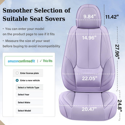 Coverado Car Seat Covers Full Set, Seat Covers for Cars, Car Seat Covers Front Seats and Back Car Seat Protector Waterproof, Leather Car Seat Cushion Universal Fit for Most Cars Purple