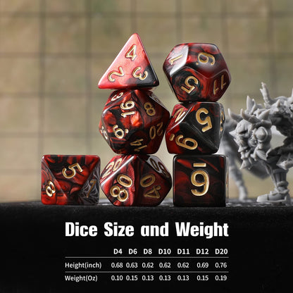 Grajar 35Pcs DND Dice Set with 5 Colorful Animal Patterned Dice Pouches, Polyhedral Dice Sets for Dungeons and Dragons D&D TTRPG MTG Table Role Playing Games