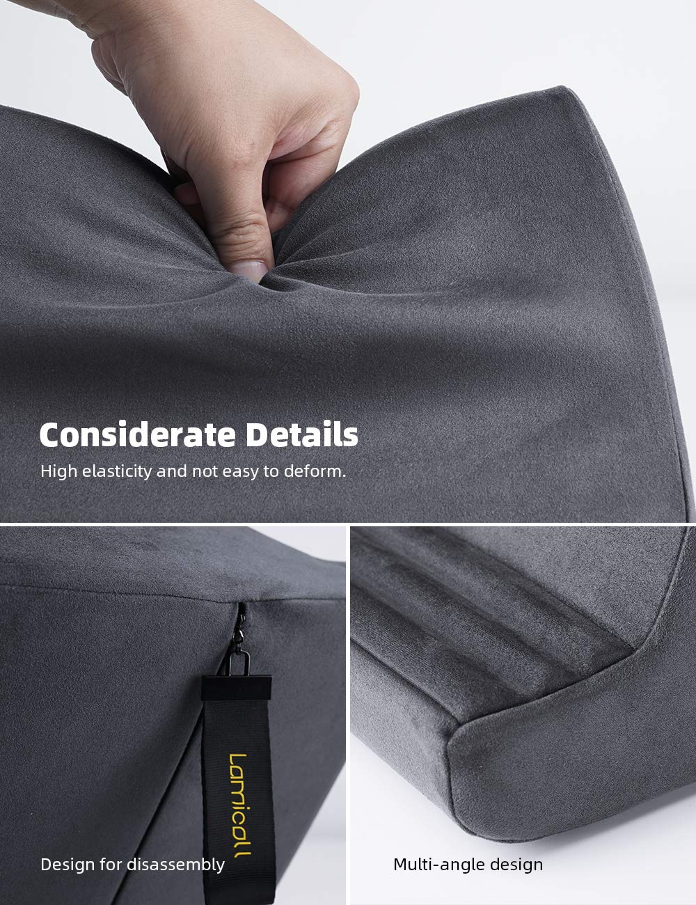 Lamicall Tablet Pillow Stand, Pillow Soft Pad for Lap - Tablet Holder Dock for Bed with 6 Viewing Angles, for 4-13" Tablets, Like iPad Pro 11, 13, Air, Mini, Kindle, Galaxy Tab, E-Reader, Dark Gray