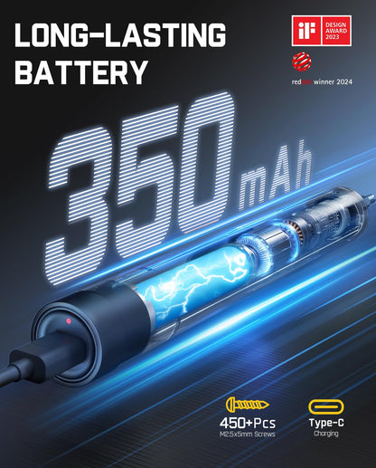 Fanttik E1 Max 3.7V Electric Screwdriver, Mini Precision Screwdriver Set, 50 Magnetic Bits, Magnetic Storage, 5/32‘’Hex, Repair Tool Kit for Electronics Phone Camera Laptop Watch (Grey)