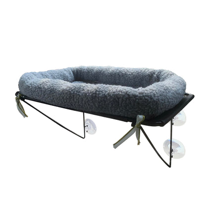 EvolutionUSA Cat Window Perch, Durable Feline Bed, Comfy Perch for 360 Views, Durable Elevated Pet Lounger, Ideal Cat Window Hammock for Large Cats, Heavy Duty, Large Size 24.4x12.6 in