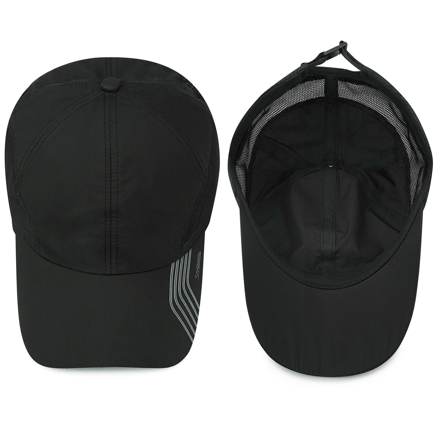 Croogo Quick Drying Sun Hat UPF 50+ Baseball Cap Summer UV Protection Outdoor Cap Men Women Sport Cap Hat, Black, 21.6-24.4 inch