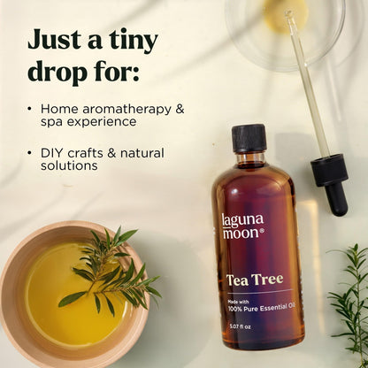 Lagunamoon Essential Oils Set - Top 6 Blends for Diffusers, Home Care, Candle Making Scents, Fragrance, Aromatherapy, Humidifiers, Gifts - Peppermint, Tea Tree, Lavender, Eucalyptus, Orange (10mL)