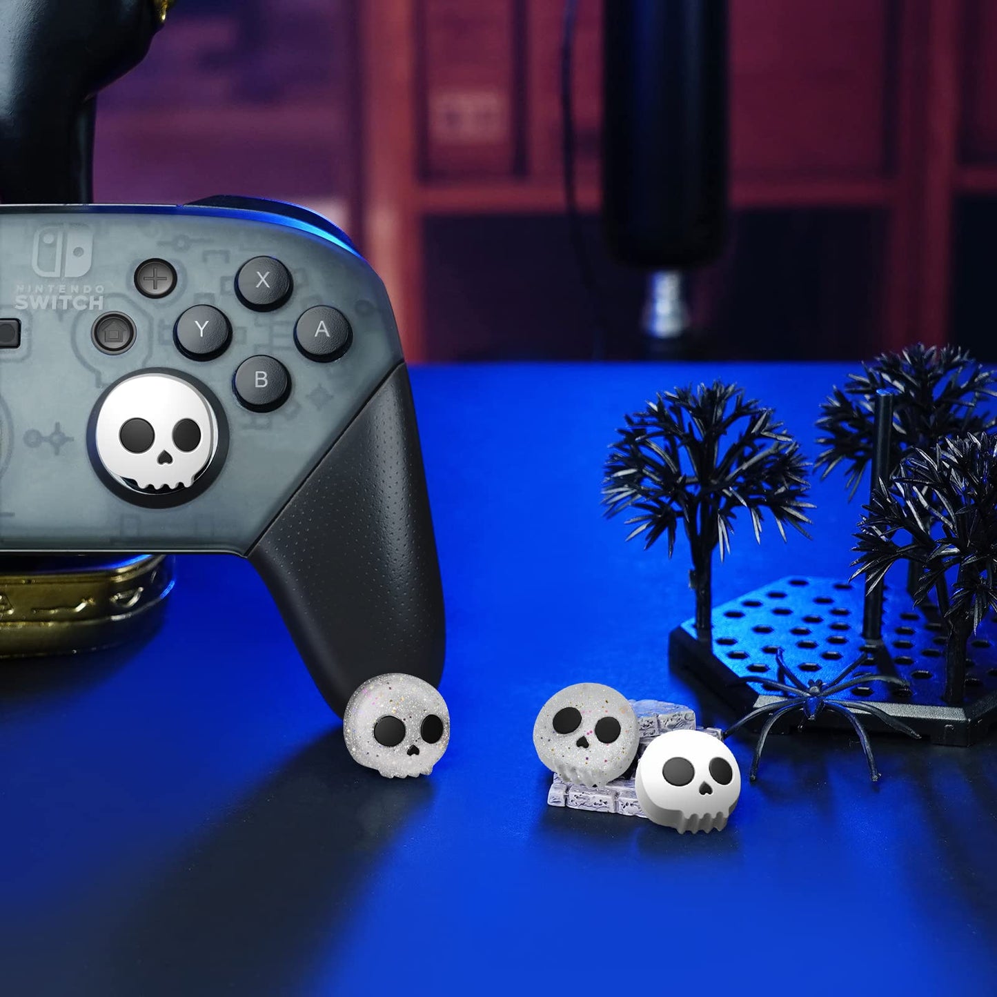 JINGDU Halloween Thumb Grip Caps for PS5/PS4, Switch Pro, Xbox Series X/S - Silicone Joystick Caps Cover, Game Controller Accessories, 4PCS Skull