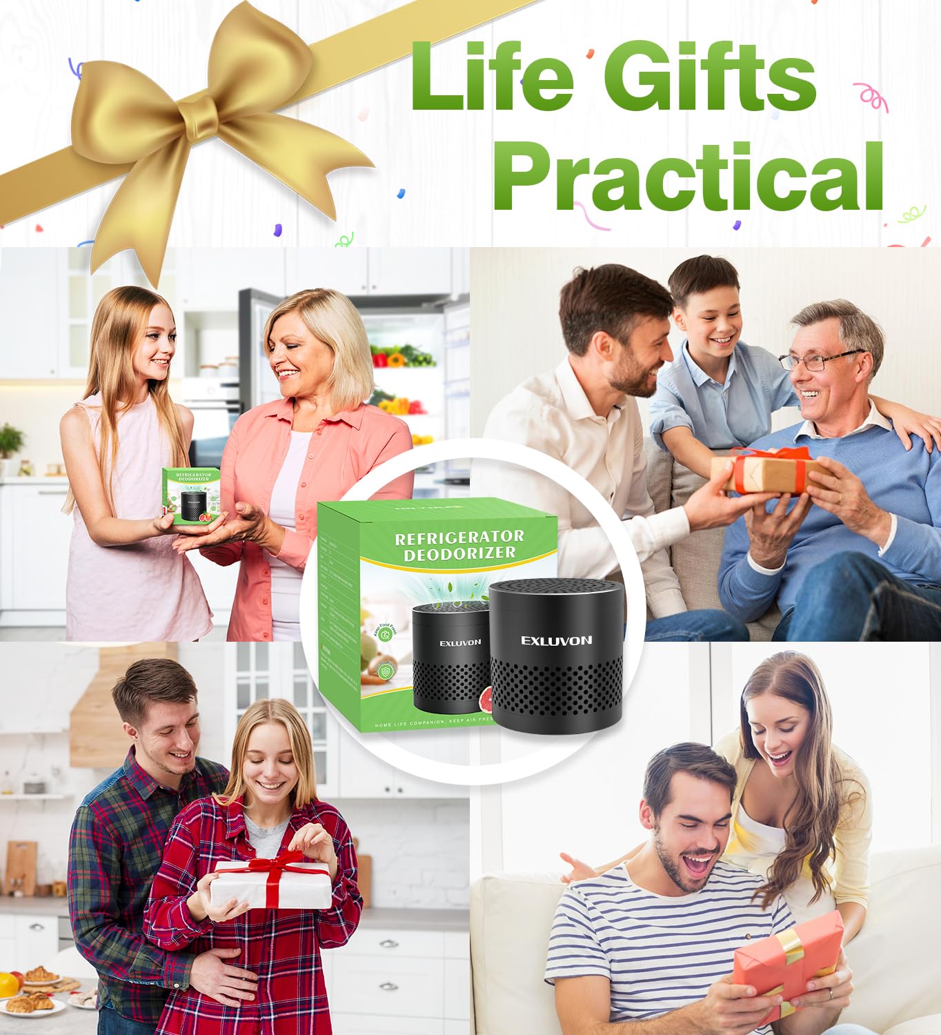 Exluvon Refrigerator Deodorizer, Fridge Odor Eliminator Lasts for 10 Years, Household Essentials Travel Size Air Purifiers, More Effective Than Baking Soda and Bamboo Charcoal Air Purifying Bag, Black