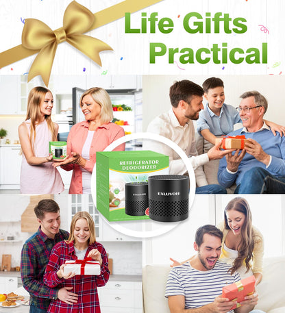 Exluvon Refrigerator Deodorizer, Fridge Odor Eliminator Lasts for 10 Years, Household Essentials Travel Size Air Purifiers, More Effective Than Baking Soda and Bamboo Charcoal Air Purifying Bag, Black