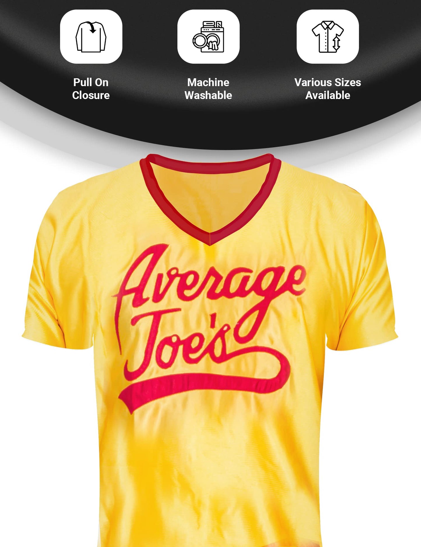 Dodgeball Average Joe's Adult Yellow Jersey Halloween Costume Set Cosplay - Officially Licensed