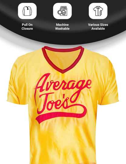 Dodgeball Average Joe's Adult Yellow Jersey Halloween Costume Set Cosplay - Officially Licensed