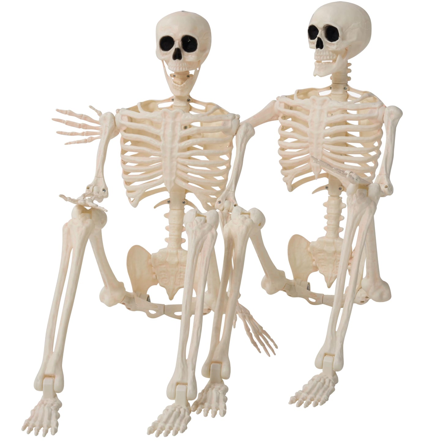 JOYIN 2PCS 36" Halloween Skeleton Decor, 3FT Full Body Stayable Movable Joints, Posable Hanging Skeletons for Halloween Decoration, Yard, Graveyard, Haunted House Props, Spooky Scene Party Favor