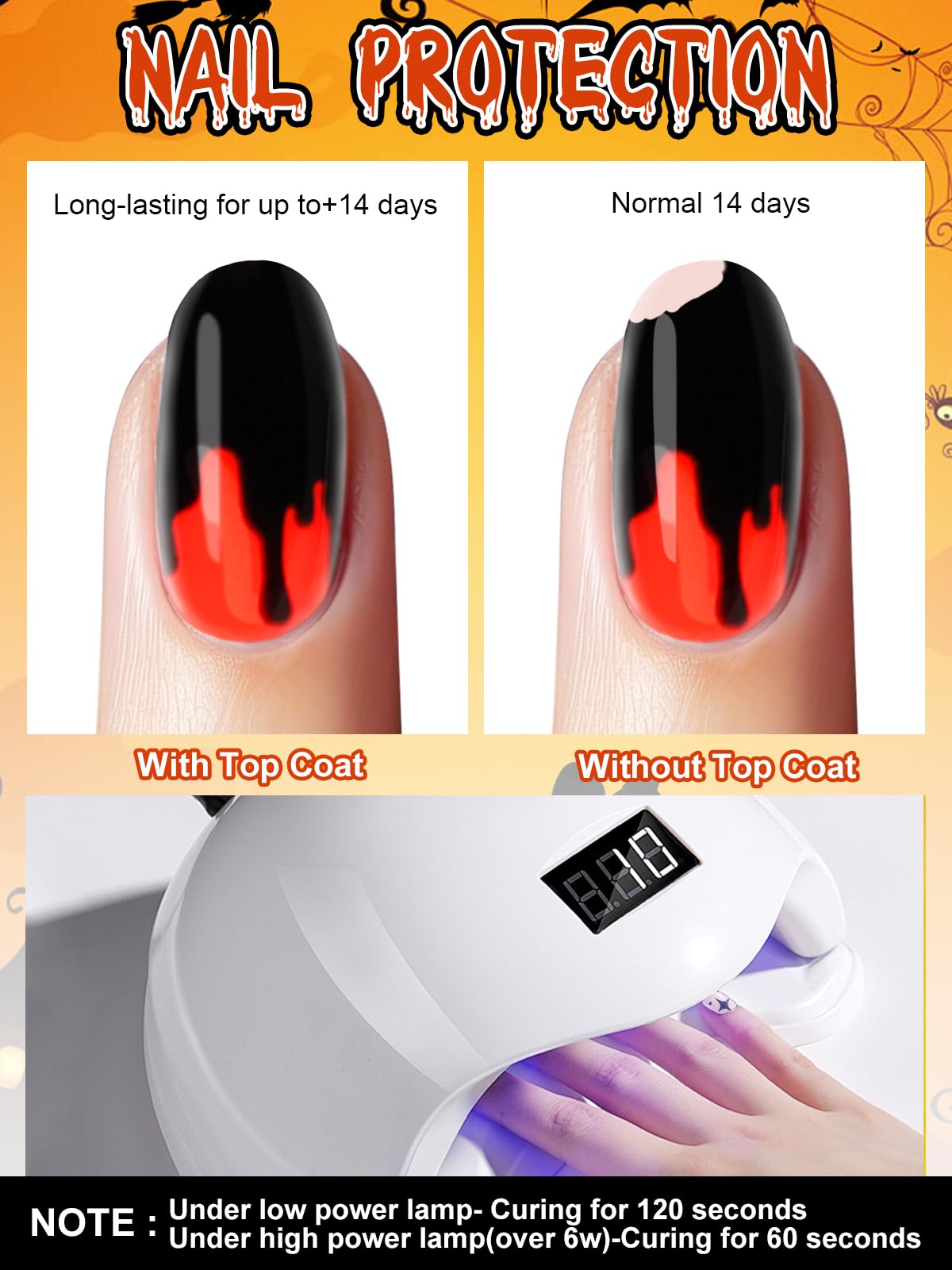 EBANKU 24Pcs Semi-Cured Gel Nail Strips, Halloween Y2K Nail Gel Polish Strips Real Nail Polish Art Stickers Wraps Easy Apply for Salon-Quality Manicure with Nails File and Nails Stick (Spooky Blood)