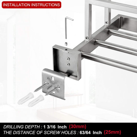 KOKOSIRI Towel Rack 24'' Bathroom Towel Shelves with Double Towel Bars SUS304 Stainless Steel Wall Mounted, Brushed Nickel, B6003BR