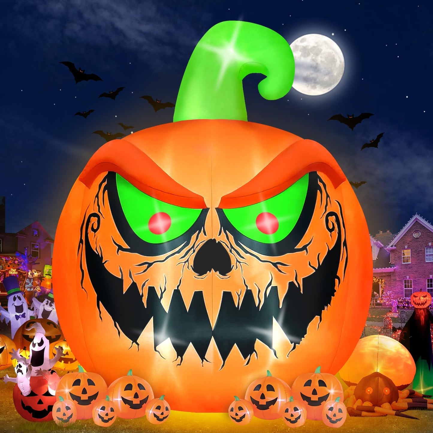 Kalolary 15 FT Giant Halloween Inflatable Pumpkin Outdoor Decorations Blow Up Yard Build-in LEDs for Halloween Outdoor Indoor Garden Lawn Yard Party Decor
