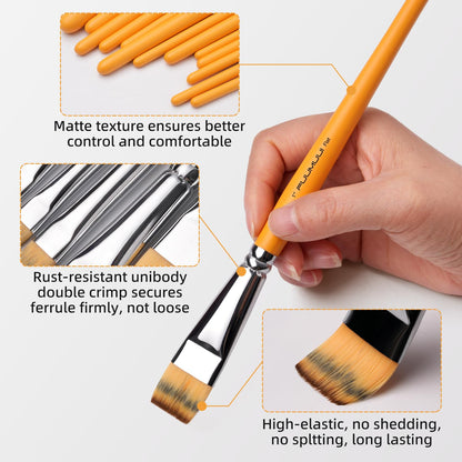 Face Painting Brushes, Fuumuui 13pcs Professional Synthetic Brushes for Face & Body Painting with Halloween, Cosplay, Costume & Theater - Acrylic Watercolor Oil Gouache