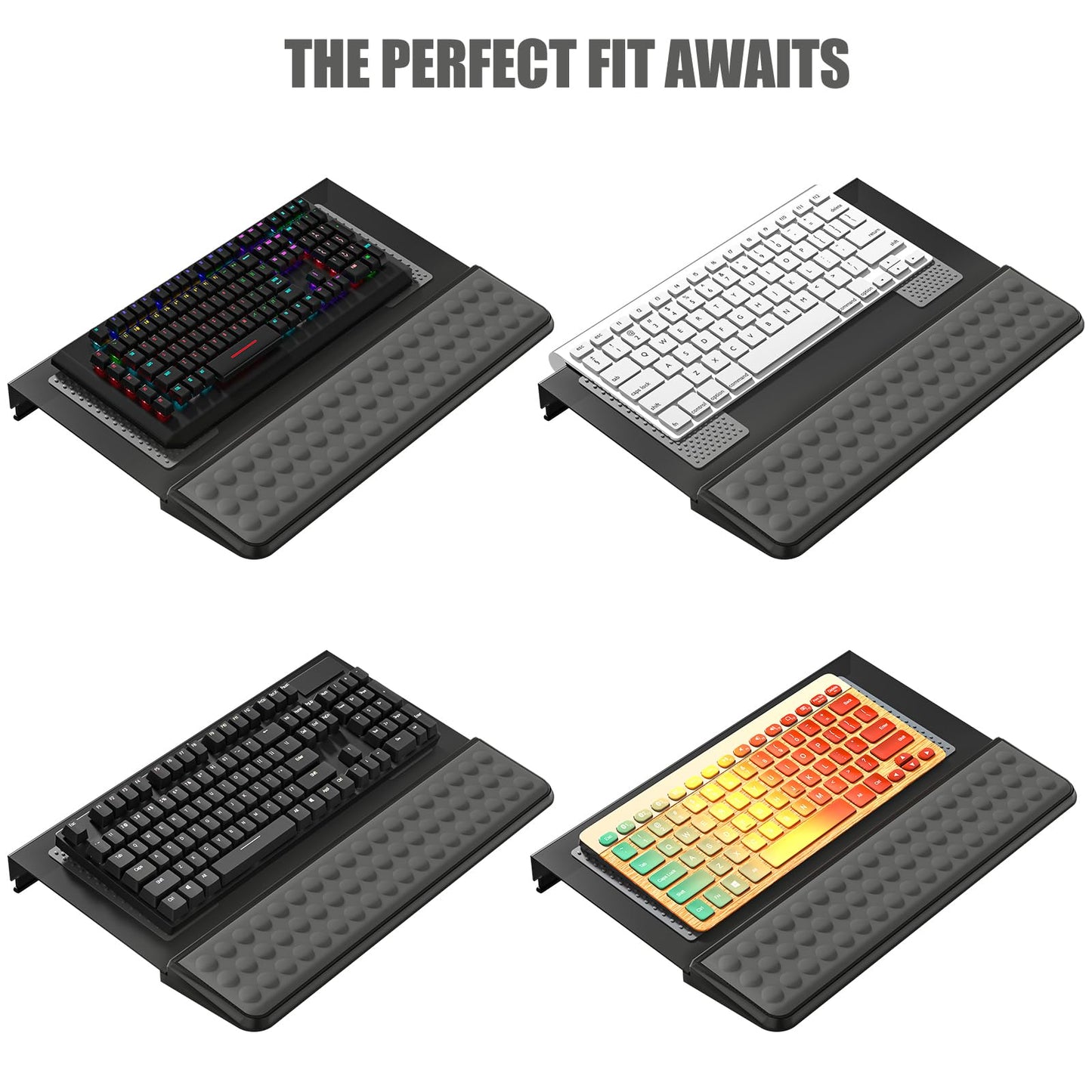 Computer Tilt Keyboard Stand - Acrylic Ergonomic Keyboard Holder for Easy Typing Working, Keyboard Riser with Comfortable Wrist Rest for Keyboard, Office, Home - Fits All Keyboard Sizes
