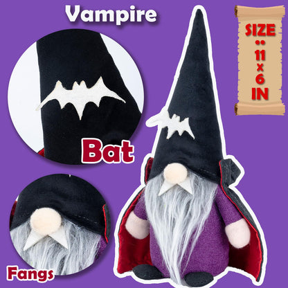 DraMosary Halloween Gnomes Plush Elf Decoration, 4PCS Handmade Reaper Witch Vampire Pumpkin Ghost Dolls for Halloween Table Ornament, Tiered Tray Decor, Party Favor, Trick or Treat