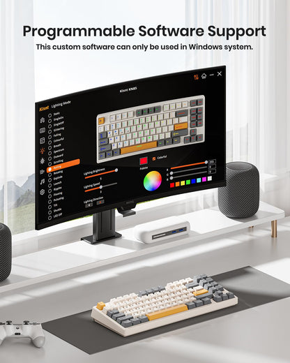 Kisnt Wireless Mechanical Keyboard,Gasket Mounted with Creamy Sound,Bluetooth/2.4GHz/USB-C,Custom Hot Swappable,RGB Backlit,75% Compact Layout for Gaming/Typing/Win/Mac/PC (Retro Beige,Linear Switch)