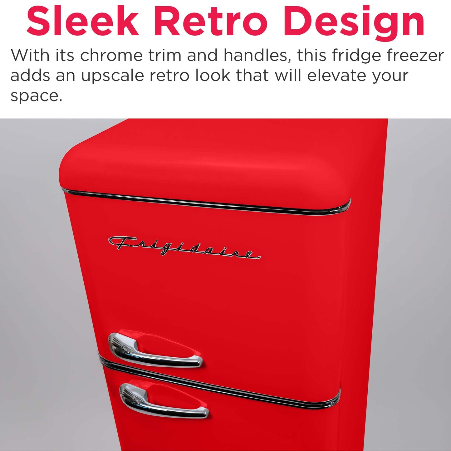 Frigidaire EFR756, 2 Door Apartment Size RETRO Refrigerator with Top Freezer, Chrome Handles, 7.5 cu ft