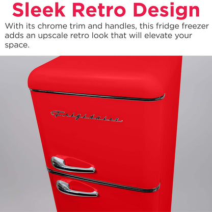 Frigidaire EFR756, 2 Door Apartment Size RETRO Refrigerator with Top Freezer, Chrome Handles, 7.5 cu ft