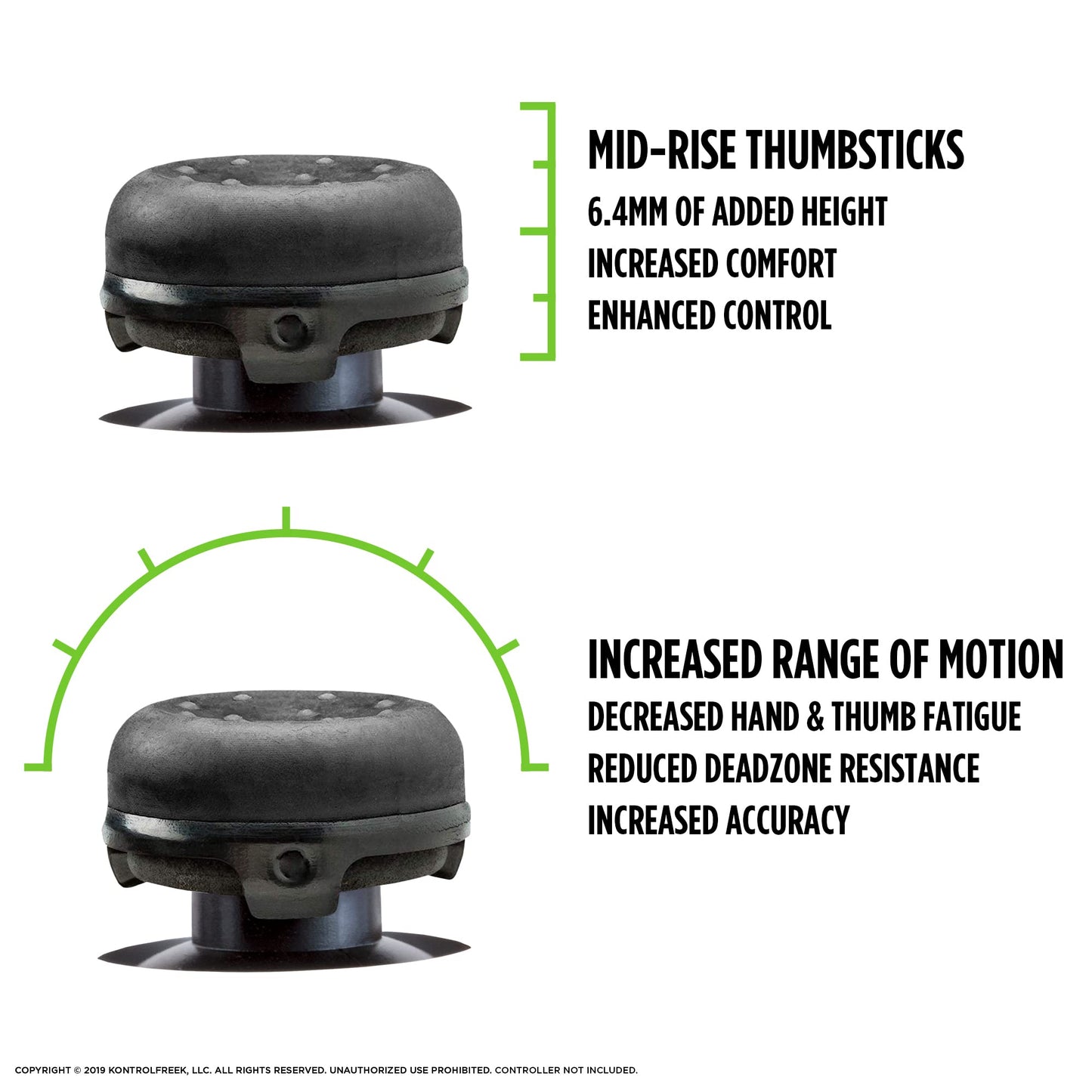 KontrolFreek CQC for Xbox One and Xbox Series X Controller | Performance Thumbsticks | 2 Mid-Rise Concave | Black