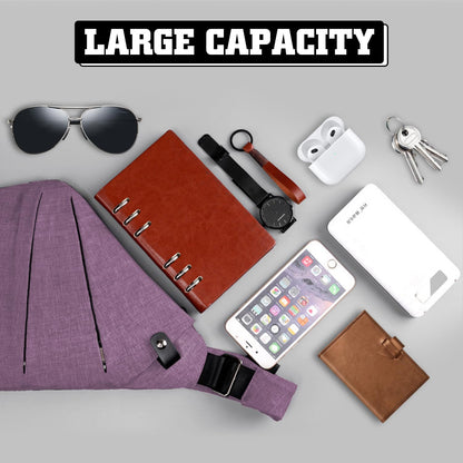 GDOKKNY Anti Theft Crossbody Bag for Women Personal Flex Travel Bag Anti-Theft Cross Body Bag Sling Chest Bag for Men （Black）