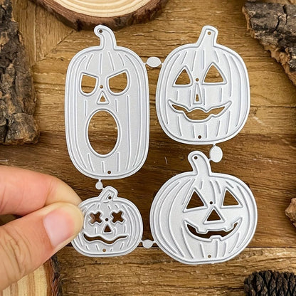 Lapoo Festivals Metal Cutting Die for Scrapbooking - Durable, Cut Stencils for DIY Scrapbook Photo Album Decorative Paper Card, Card Making Supplies (4-Piece Halloween Pumpkin Set 2.9 x 3.6 in)