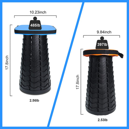 Deer's Life Square Portable Folding Stool, Upgrade Full Color Collapsible Stools for Adults Heavy Duty 485lbs Yet Small Lightweight Telescoping Retractable Camping Stool (Blue, Square)