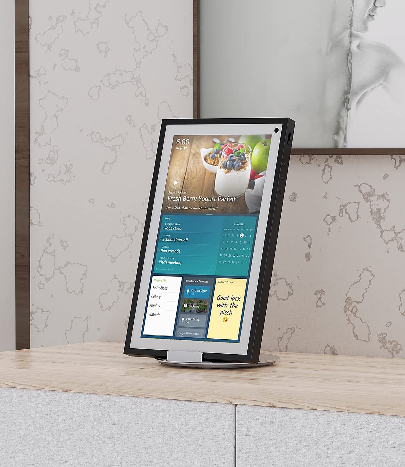 Laivli Stand Compatible with Echo Show 15/21, Adjustable Foldable with 360 Degree Rotatable Base, Easy Switch Device in Portrait and Landscape Orientations(Silver)