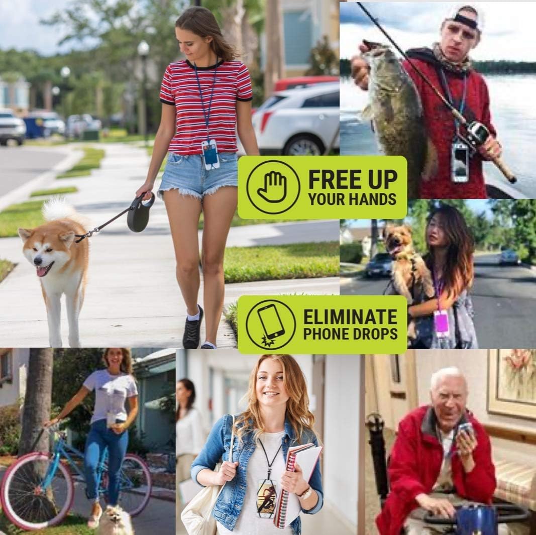 Gear Beast Cell Phone Lanyard - Universal Neck Phone Holder w/Card Pocket and Silicone Neck Strap - Compatible with Most Smartphones, Clear