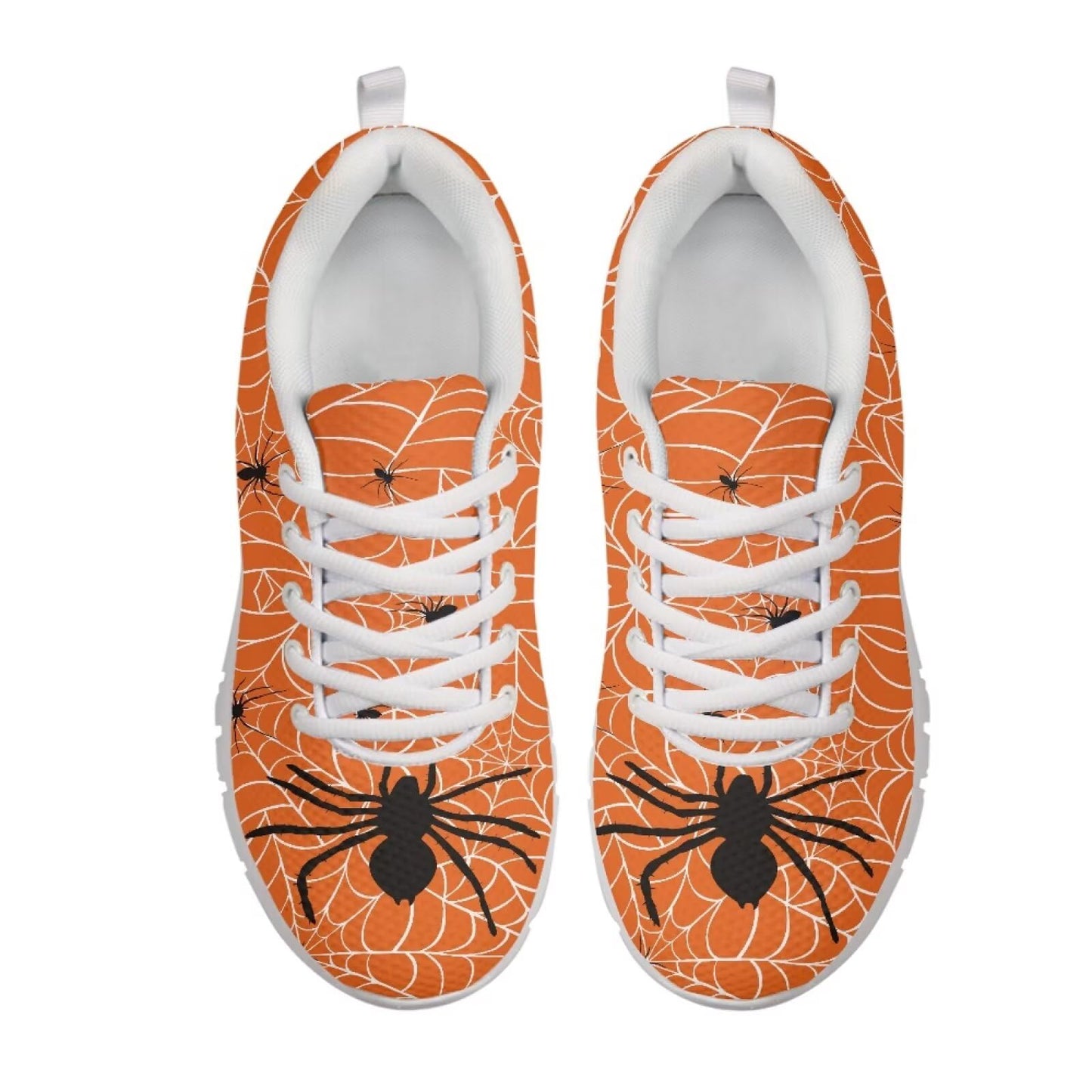 GIFTPUZZ Orange Web Men's Slip-On Sneakers Halloween Themed Lightweight Walking Shoes with Non-Slip Sole for Indoor/Outdoor Comfortable Casual Fashion Gifts for Halloween Size 45