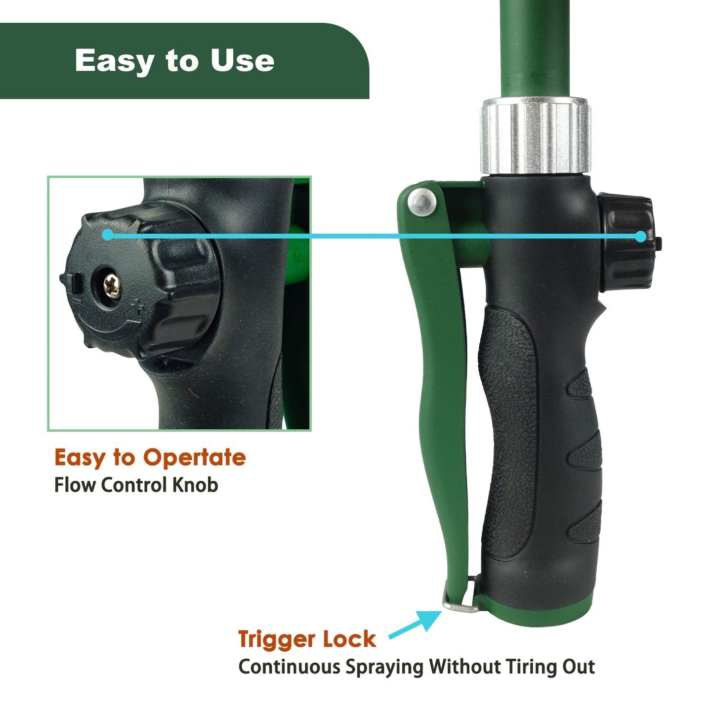 H2O WORKS Heavy Duty 21 Inch Watering Wand with Pivoting Head, Adjustable Water Sprayer Wand with Ergonomic Handle, Spray 6 Watering Patterns, Perfect for Watering Hanging Plants