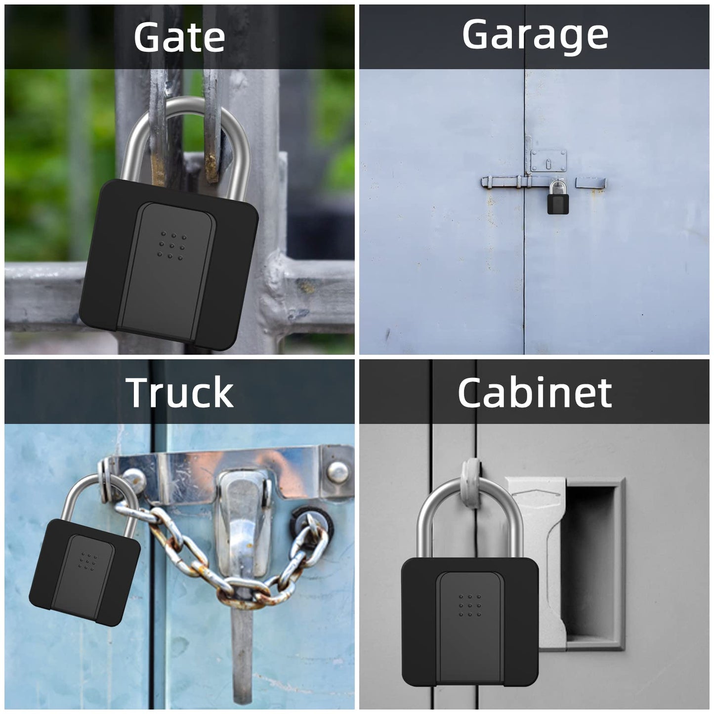 Fingerprint Padlock, Eseesmart Large Size Smart Padlock, Outdoor Waterproof Bluetooth Fingerprint Lock with Mobile APP and Keys, Suitable for Gates, Lockers, Fences, Gym
