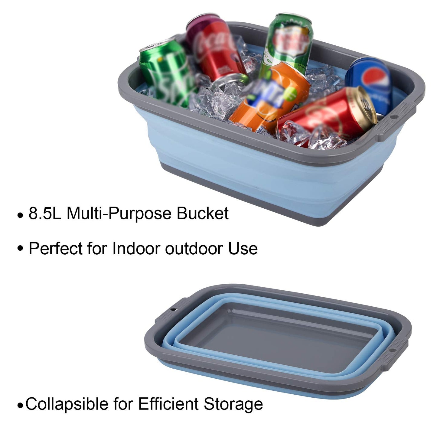 2 Pack Collapsible Sink with 2.25 Gal / 8.5L Each, Foldable Dish Tub for Washing Dishes, Camping, Hiking and Home, Portable Washing Basin