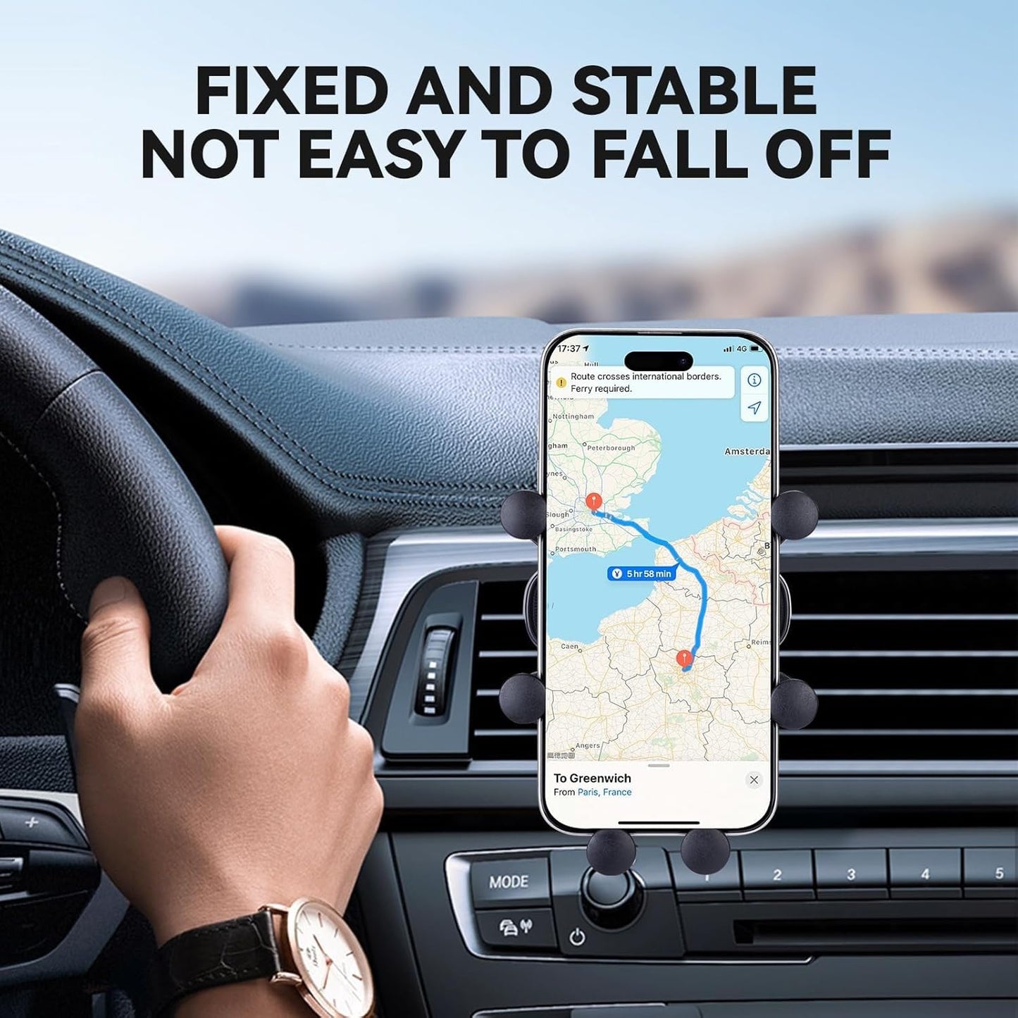 6-Point Car Phone Holder Stand, Adjustable Auto Phone Mount, Secure Grip & Retractable Design, Compatible with All Phones, Perfect for Driving & Hands-Free Navigation