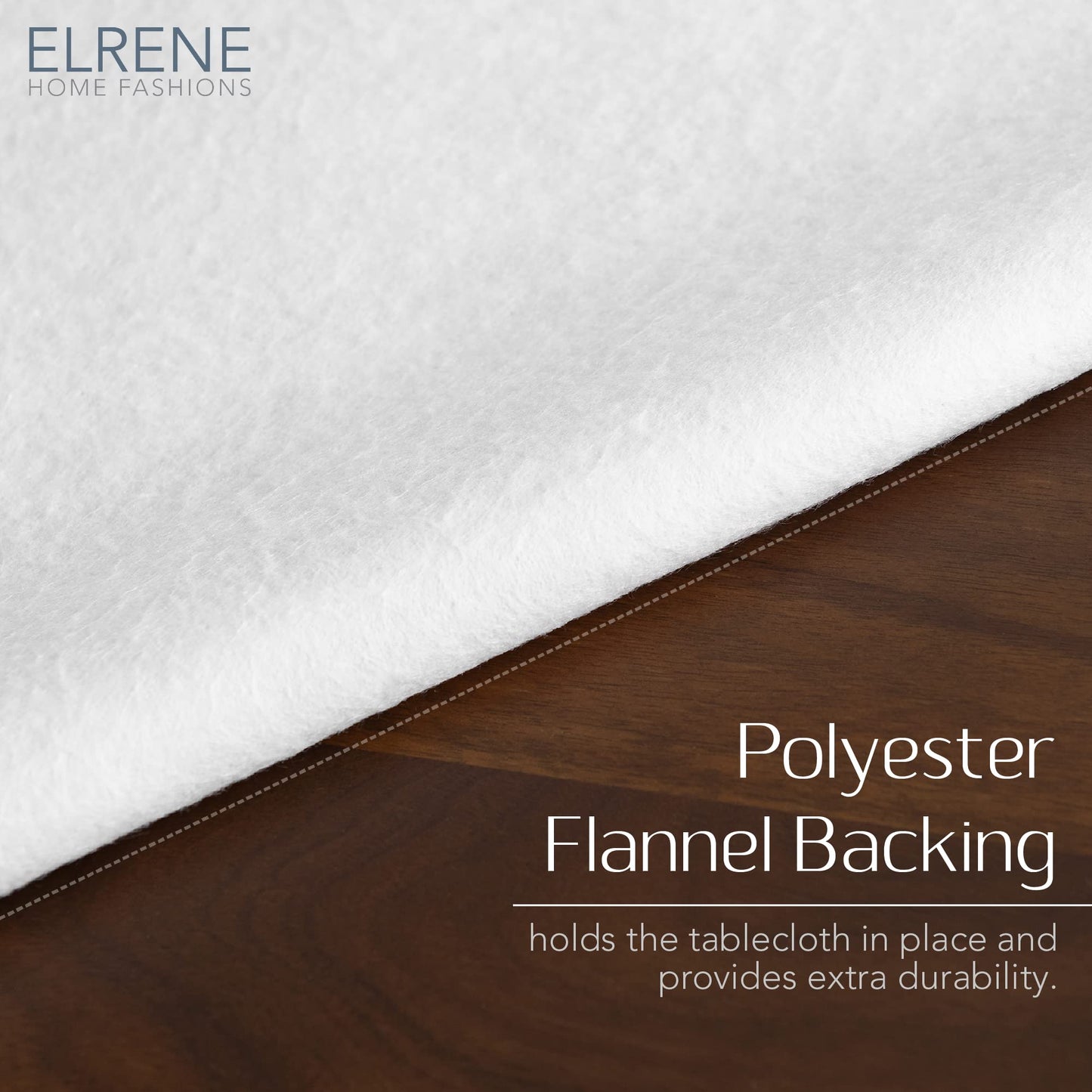 Elrene Home Fashions Monterey Linen-Texture Water- and Stain-Resistant Vinyl Tablecloth with Flannel Backing, 60 inches X 102 inches, Rectangle, Ivory
