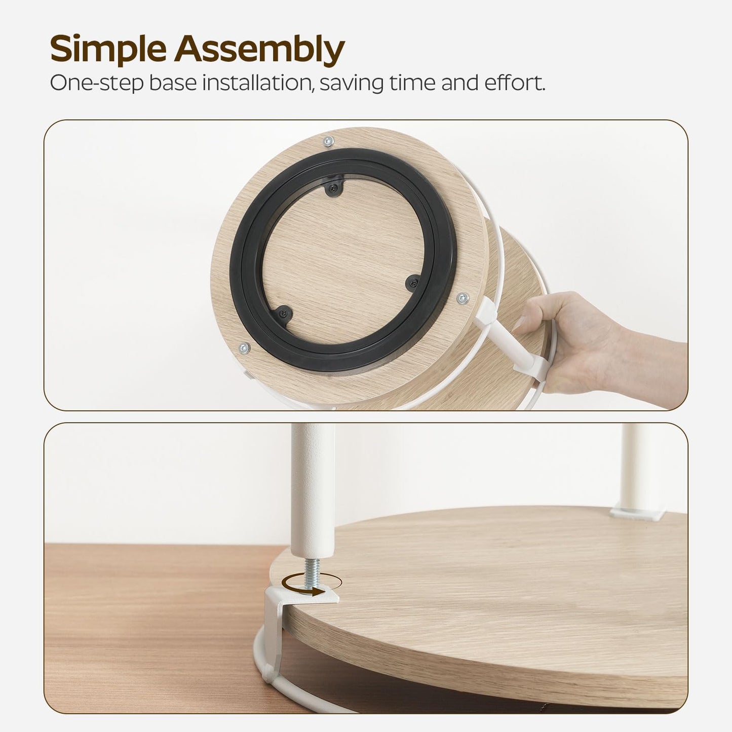 3-Tier Lazy Susan Organizer, Rotating Spice Rack, Spinning Organizer, Industrial Turntable Spice Rack Organizer for Cabinet, Kitchen Countertop, Pantry, Rustic Brown and Black SR23BR