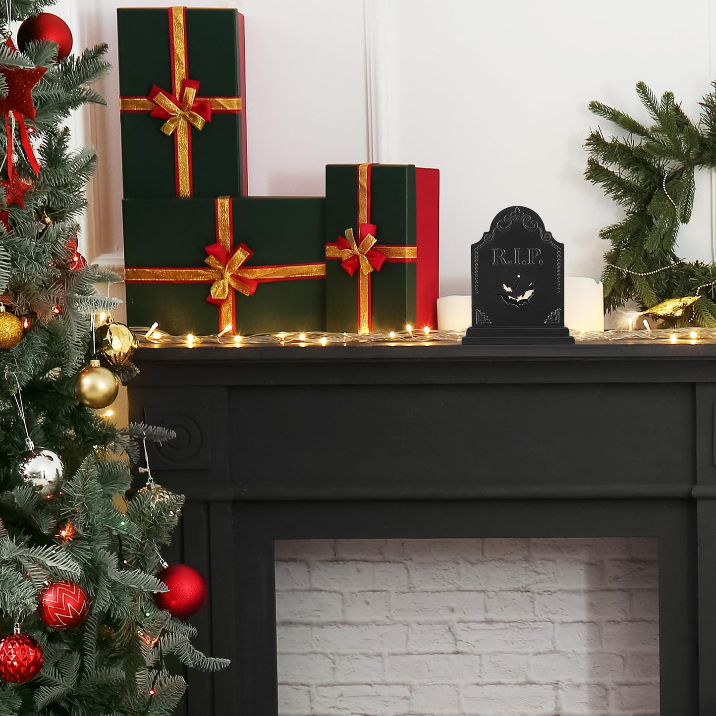 Gueevin Tombstone Gothic Pen Holder Coffin Makeup Brush Holder Utensil Goth Toothbrush Spooky Bathroom Decor Office Pencil Organizer for Desk Christmas Decor Goth Gifts Vanity Accessories